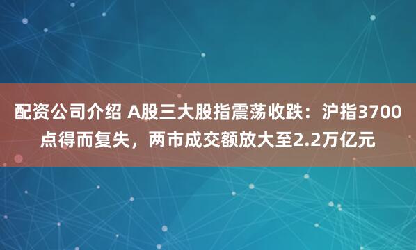 配资公司介绍 A股三大股指震荡收跌：沪指3700点得而复失，两市成交额放大至2.2万亿元